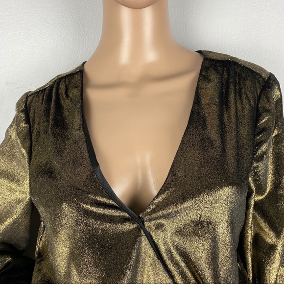 FRAME GOLD METALLIC VELVET MINI DRESS-WORN ONCE! - Picture 3 of 10